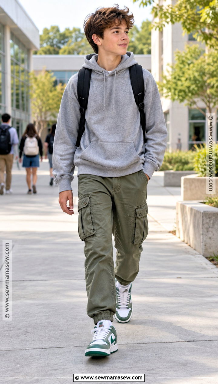 Hoodie And Cargo Pants School Outfit - 20 back to school boy outfits