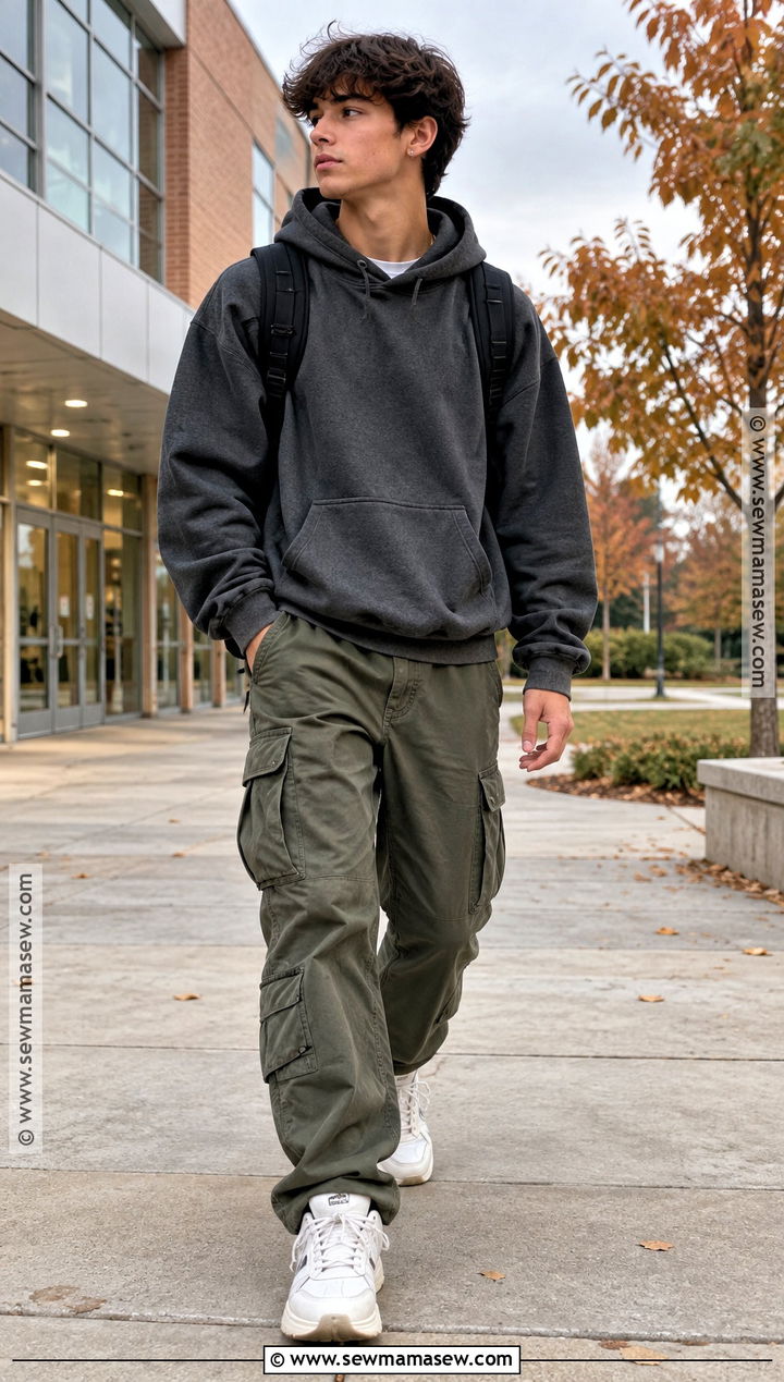 Hoodie And Cargo Pants School Outfit - 25 cute outfits for school fall