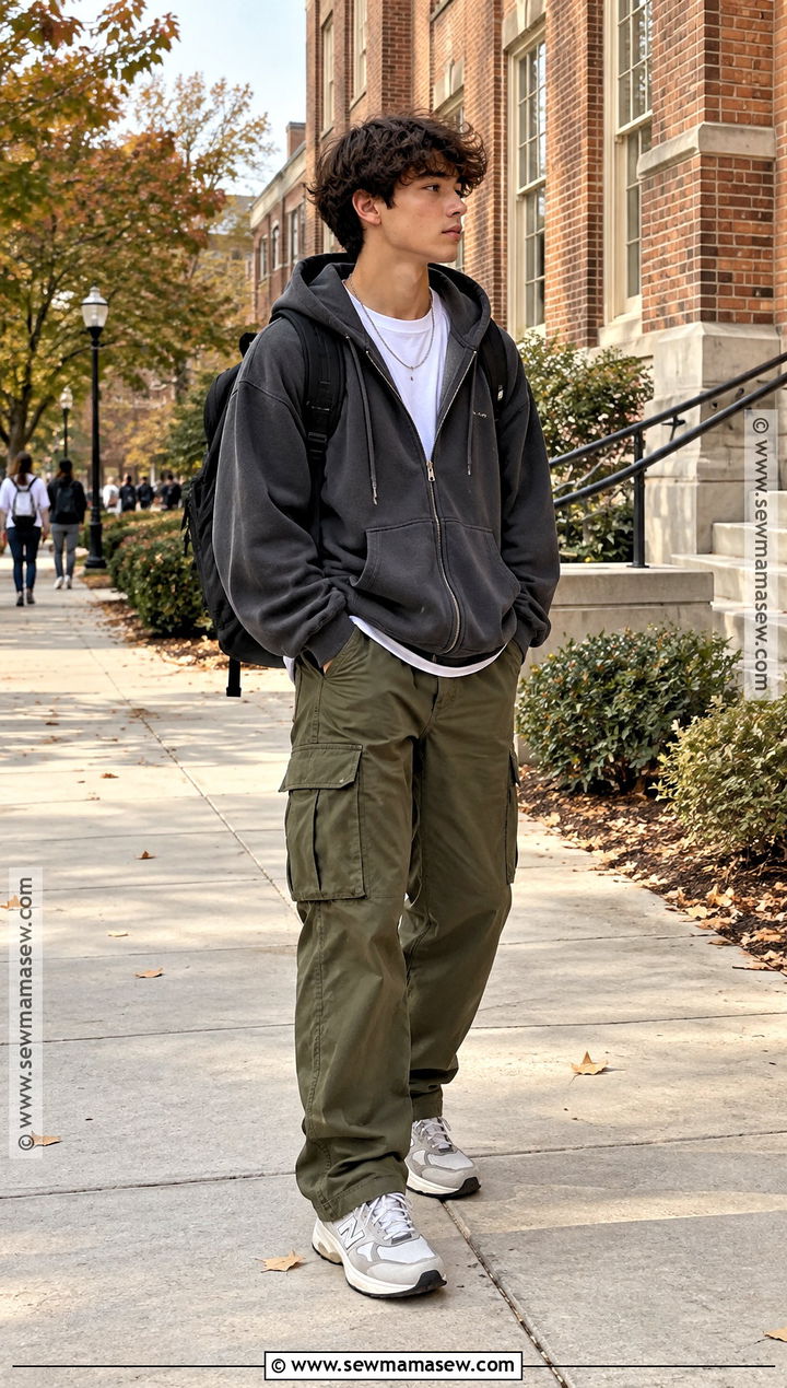 Hoodie And Cargo Pants School Outfit - 25 fall fits for school