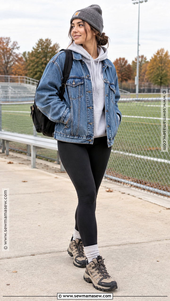 Hoodie And Denim Jacket Fall Outfit - 20 outdoor fall outfits
