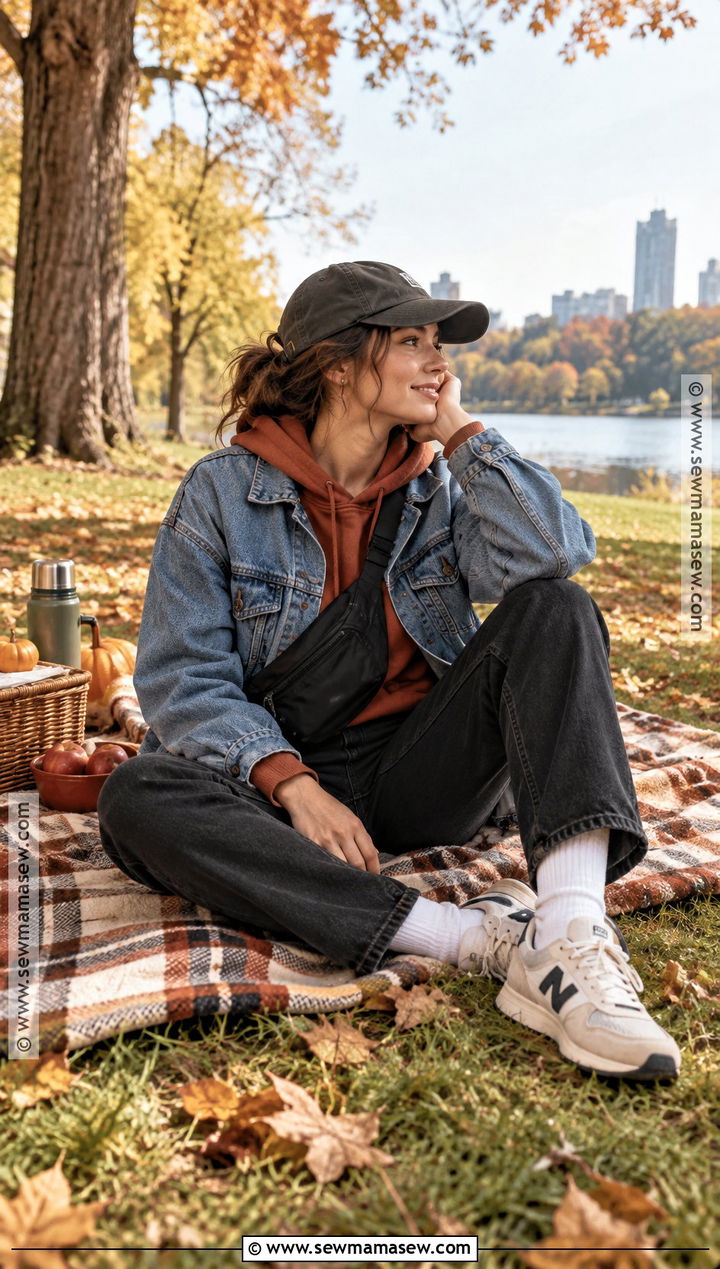 Hoodie And Denim Jacket Fall Picnic Outfit - 25 fall picnic outfit ideas
