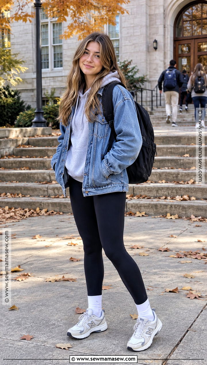 Hoodie And Denim Jacket Fall School Outfit - 15 cute fall school fits