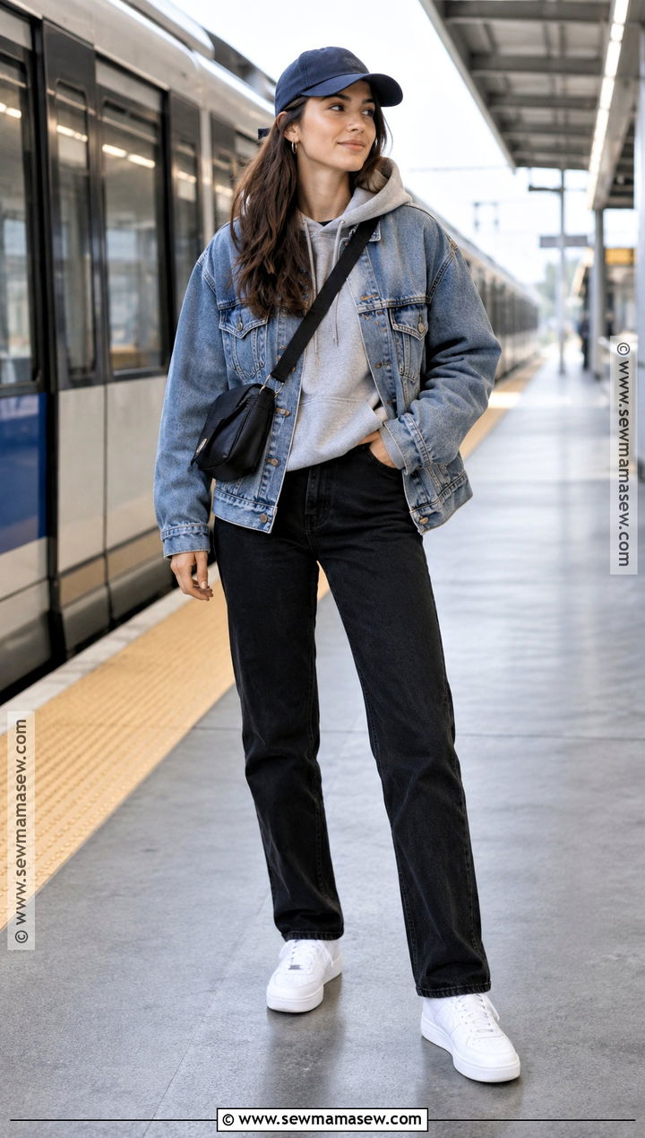 Hoodie And Denim Jacket Outfit - 15 Fall Cozy Outfit Casual Ideas