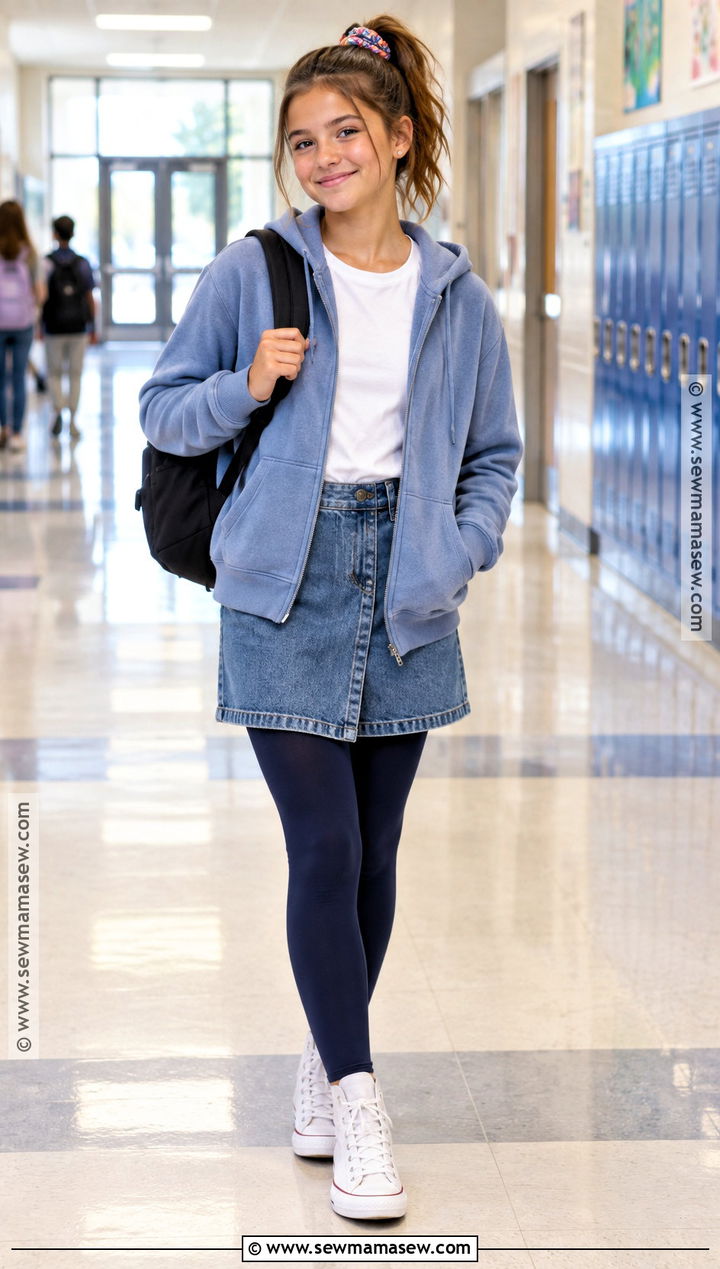 Hoodie And Denim Skirt 6th Grade Outfit - 15 Back To School Fits 6Th Grade
