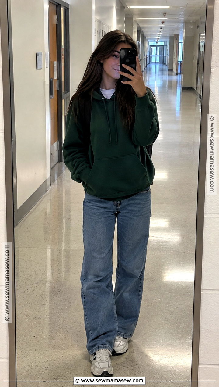 Hoodie And Loose Jeans Outfit - 20 back to school outfits dress code