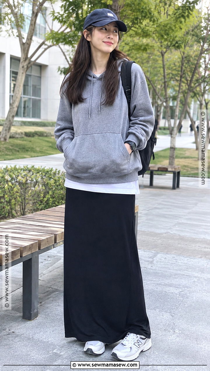 Hoodie And Maxi Skirt Back To School Outfit - 20 Back To School Outfits Modest