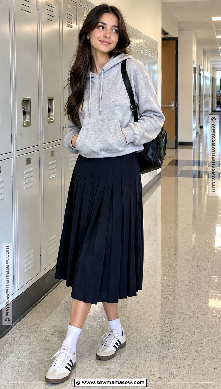Hoodie And Midi Skirt Back To School Outfit - 15 back to school outfits inspiration