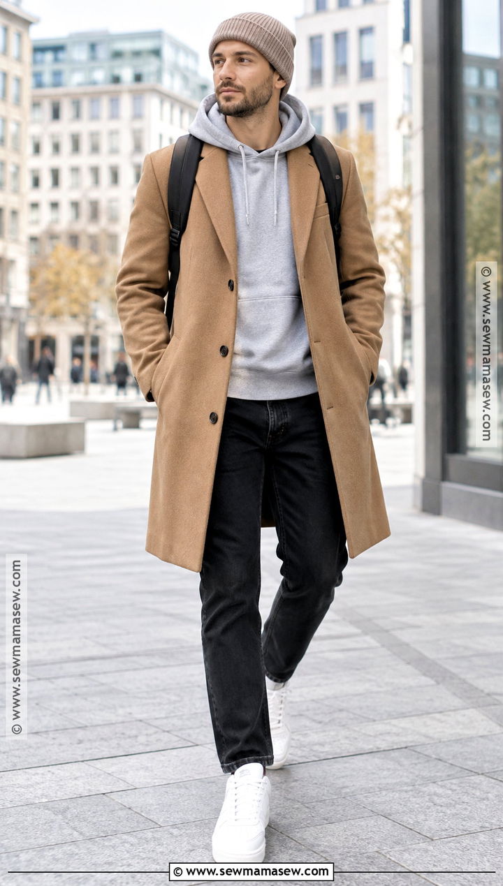 Hoodie And Overcoat Fall Outfit - 30 fall outfits for men