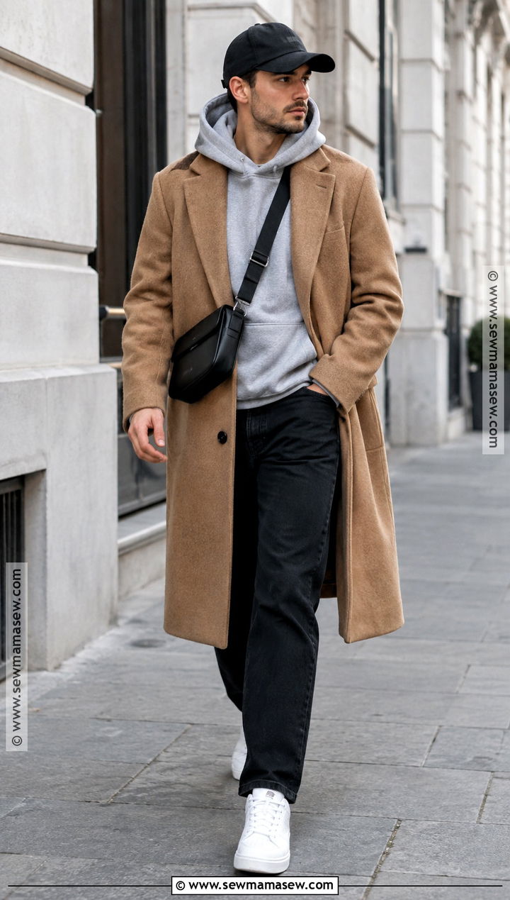 Hoodie And Overcoat Fall Outfit - 25 Fall Mens Outfits