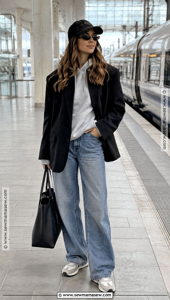 Hoodie And Oversized Blazer Outfit - 20 hailey bieber fall outfits