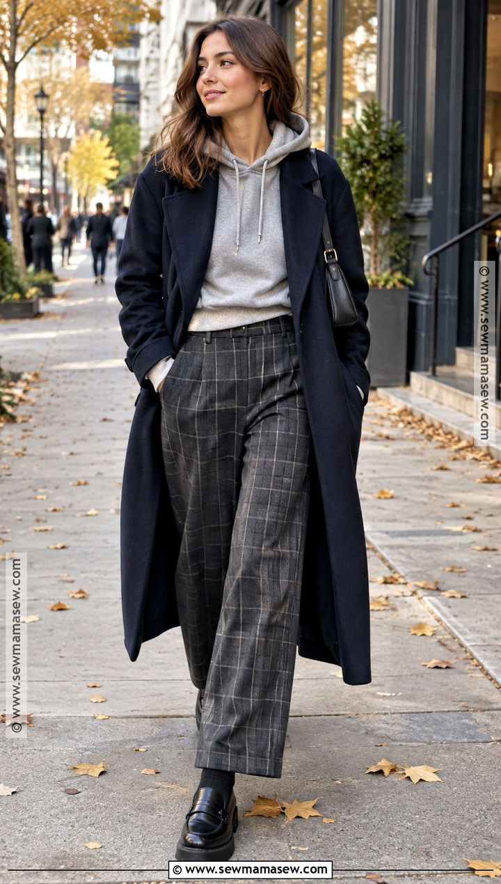 Hoodie And Plaid Trousers Fall Outfit - 25 fall autumn outfits