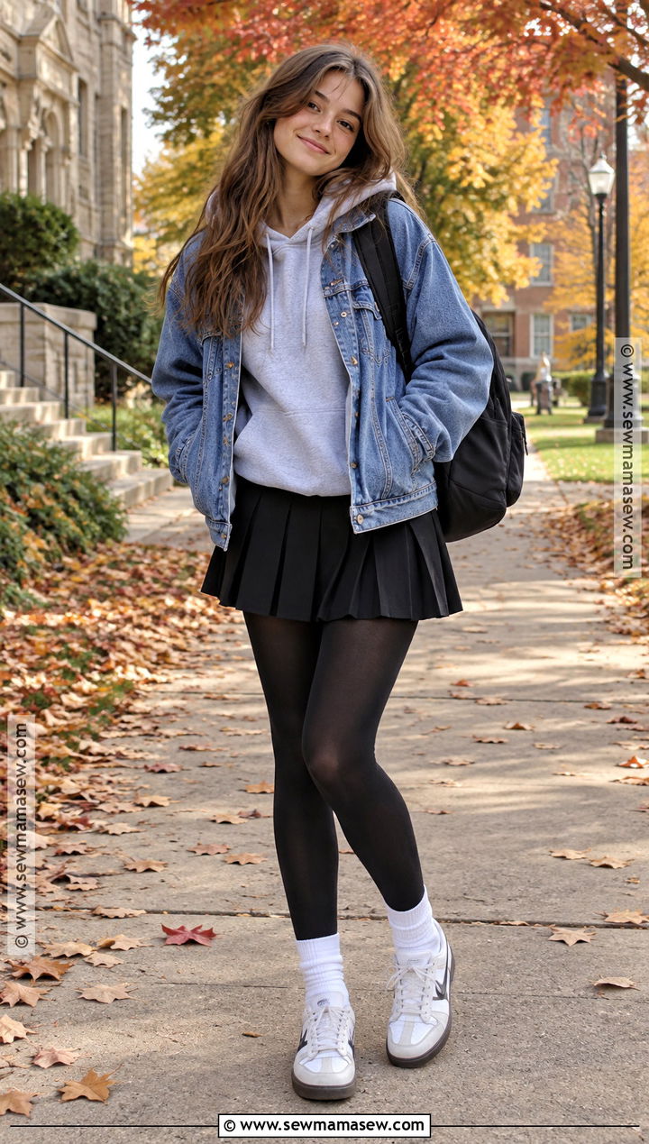 Hoodie And Pleated Skirt Outfit - 20 Fall Teen Girl Outfits