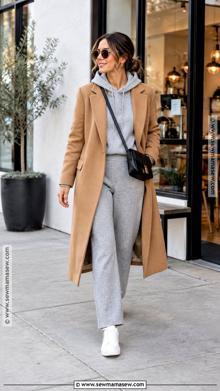 Hoodie And Tailored Coat Fall Brunch Outfit - 20 Fall Outfits Brunch