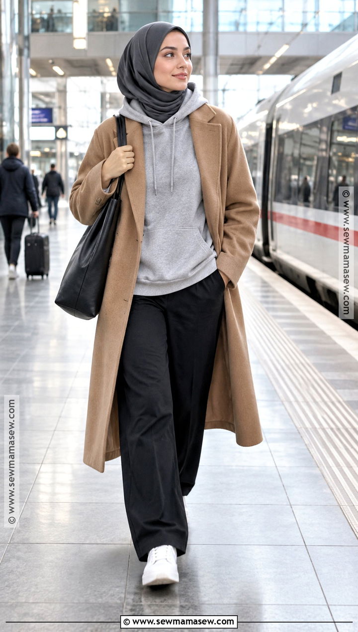 Hoodie And Tailored Coat Hijab Outfit - 20 fall outfits women hijab