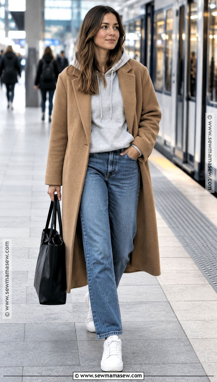 Hoodie And Tailored Coat Outfit - 25 autumn lookbook ideas
