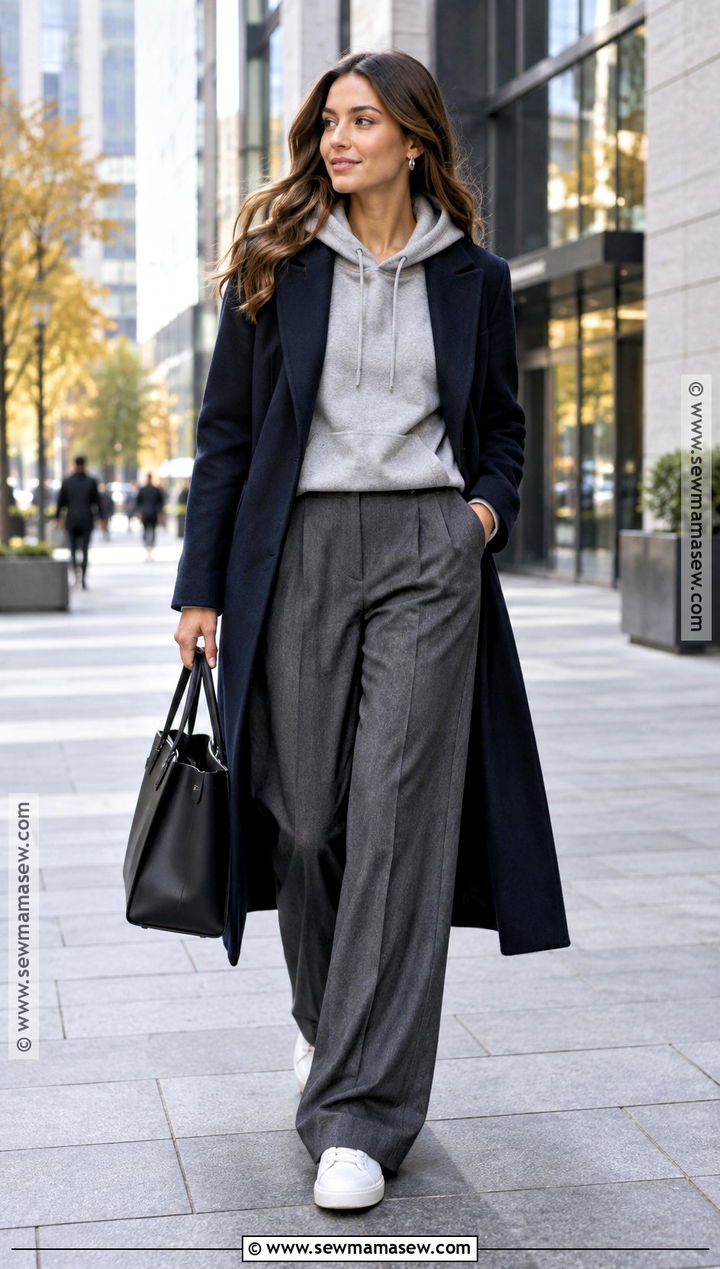 Hoodie And Tailored Trousers Autumn Outfit - 20 Outfit Ideas Autumn Aesthetic