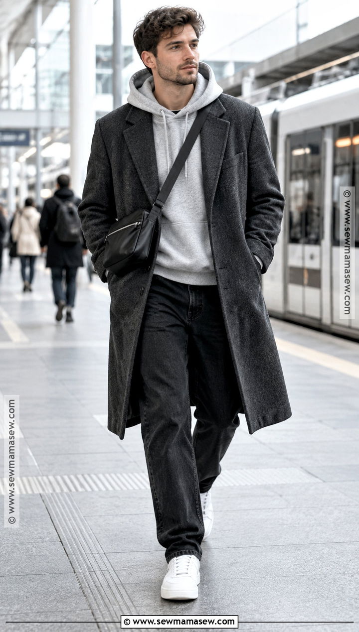 Hoodie And Topcoat Fall Outfit - 15 Mens Fall Fits Aesthetic