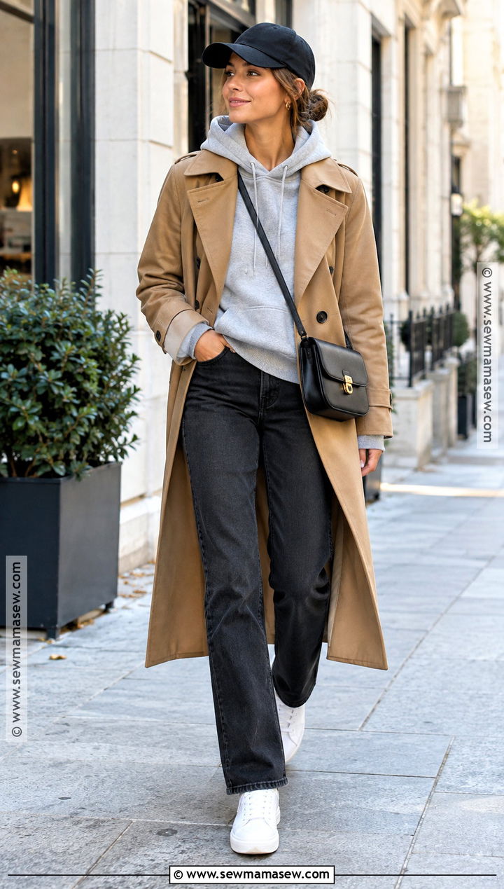 Hoodie And Trench Coat Autumn Outfit - 30 autumn outfits 2026