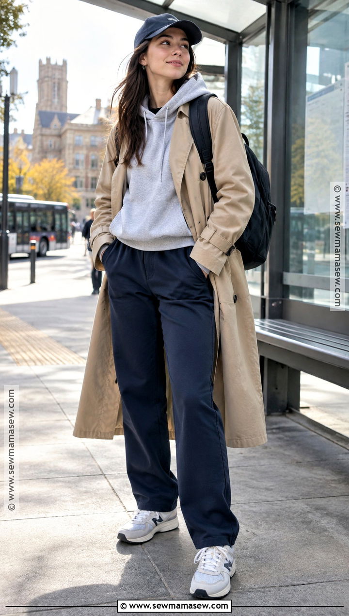 Hoodie And Trench Coat Back To School Outfit - 25 outfits back to school