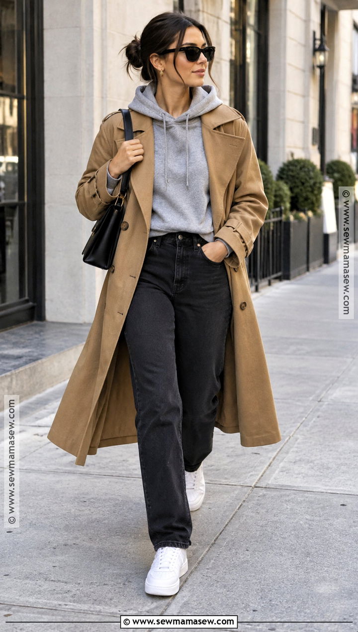 Hoodie And Trench Coat Fall Baddie Outfit - 20 fall outfit baddie ideas