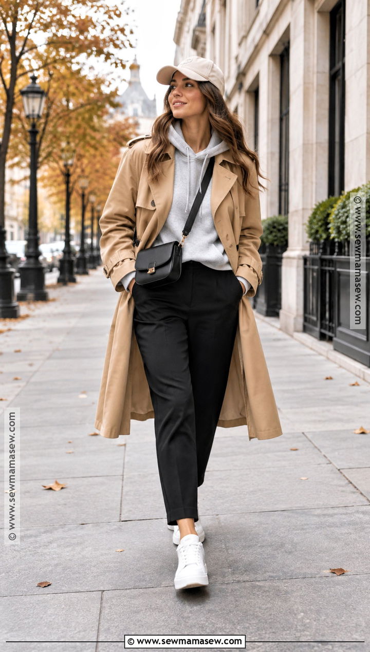 Hoodie And Trench Coat Fall Outfit - 25 Warm Fall Outfits Weather