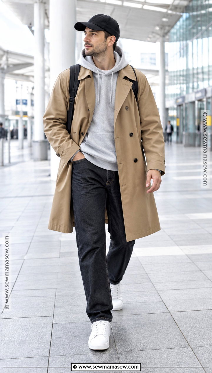 Hoodie And Trench Coat Fall Outfit - 20 fall outfit ideas for men