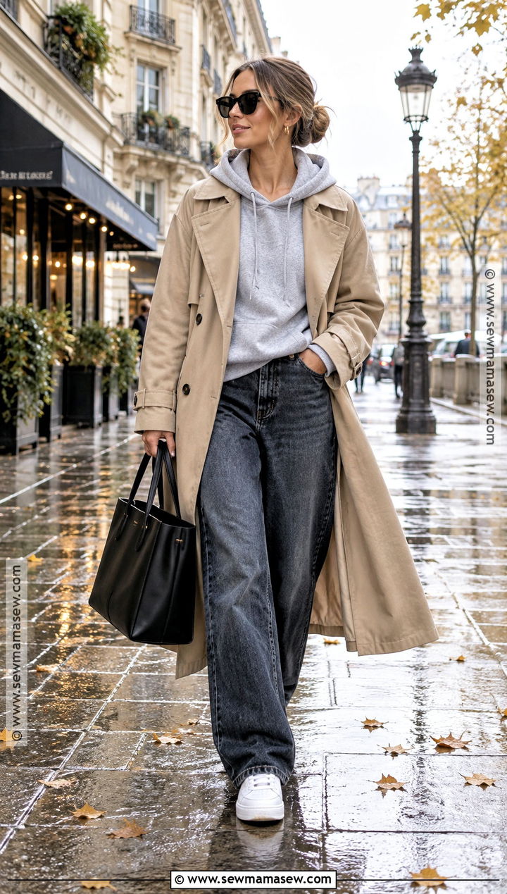 Hoodie And Trench Coat Outfit - 25 autumn outfits streetwear