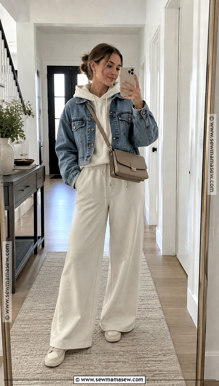 Hoodie And Wide Leg Sweatpants Fall Set - 15 casual fall fashion set ideas