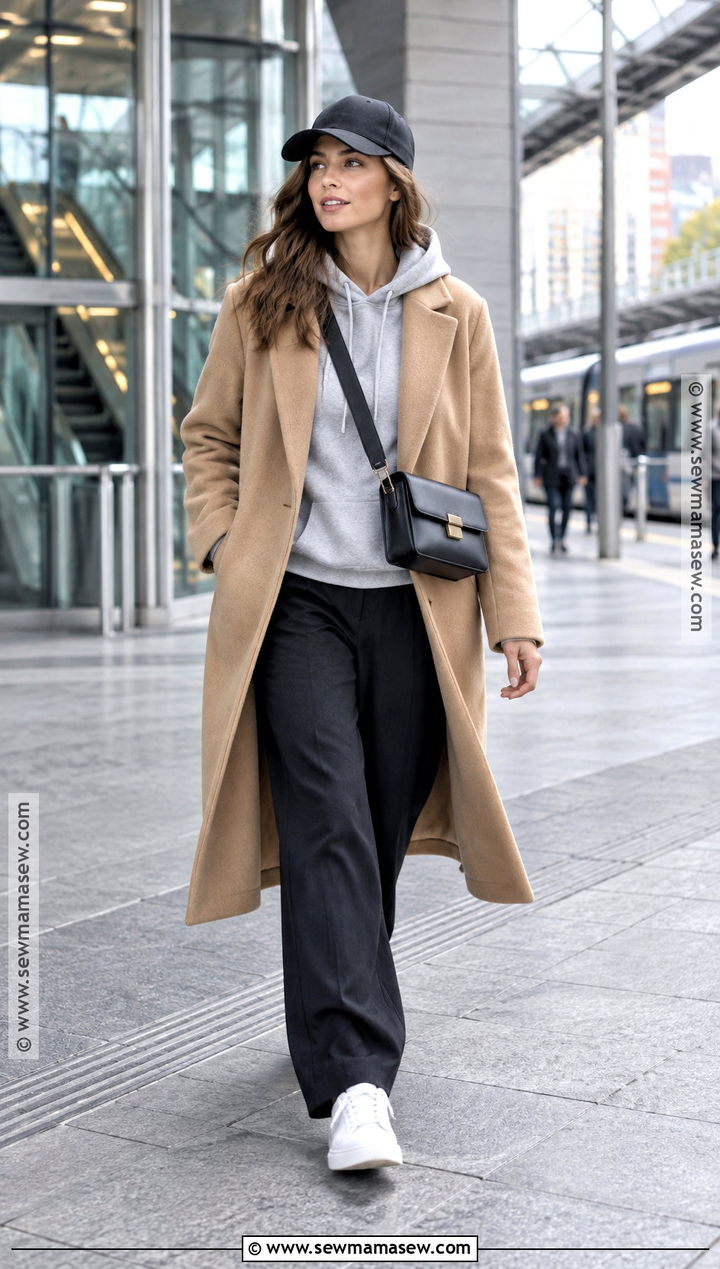 Hoodie And Wool Coat Autumn Outfit - 25 cute autumn outfits