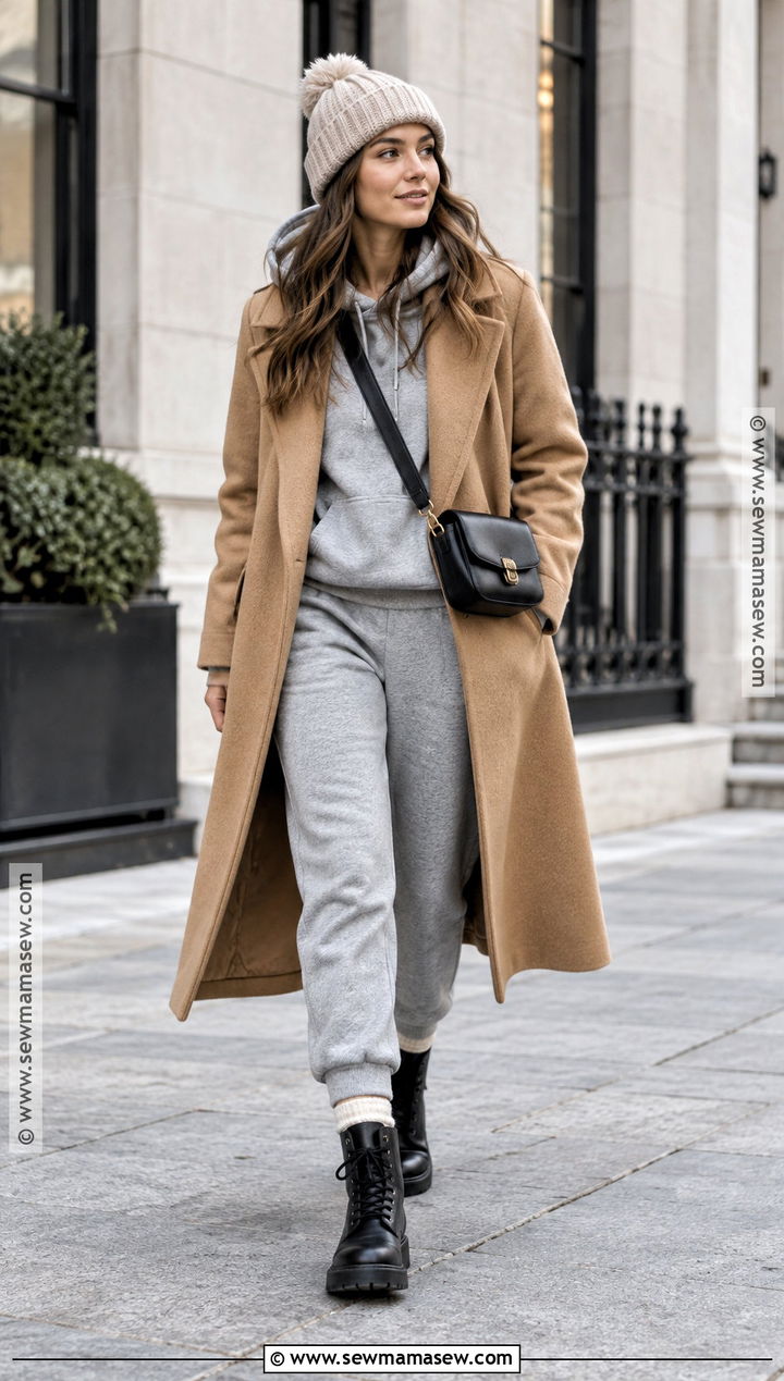 Hoodie And Wool Coat Cold Weather Outfit - 25 fall cold weather outfits