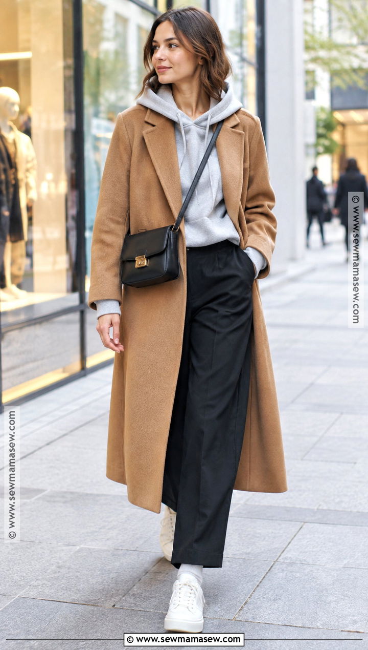 Hoodie And Wool Coat Fall Outfit - 25 stylish fall outfits