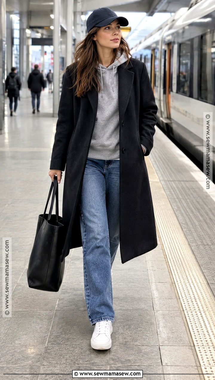 Hoodie And Wool Coat Fall Outfit - 30 fall outfits