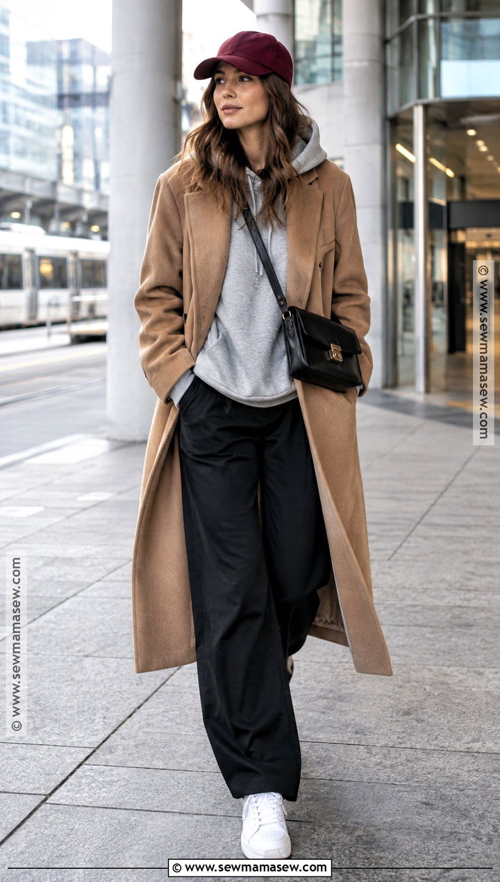 Hoodie And Wool Coat Fall Outfit - 20 Aesthetic Fall Outfit Ideas