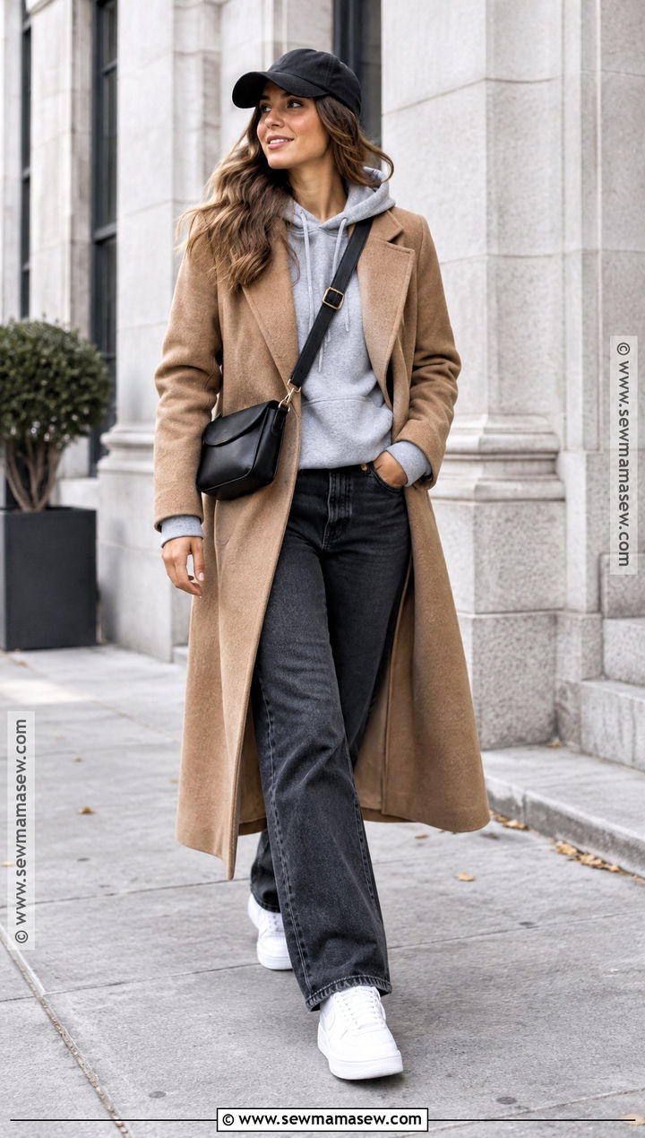 Hoodie And Wool Coat Fall Outfit Collage - 15 Fall Outfit Inspiration Collage Ideas