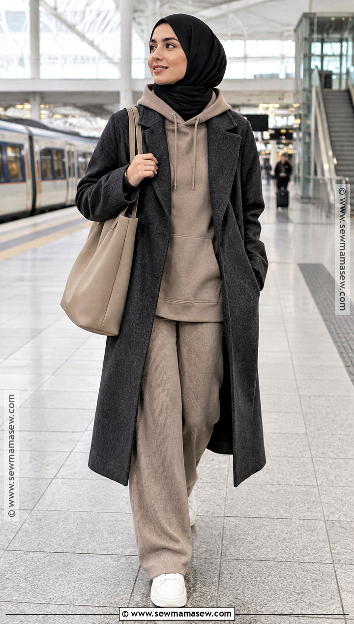 Hoodie And Wool Coat Hijab Outfit - 15 hijab outfit autum ideas