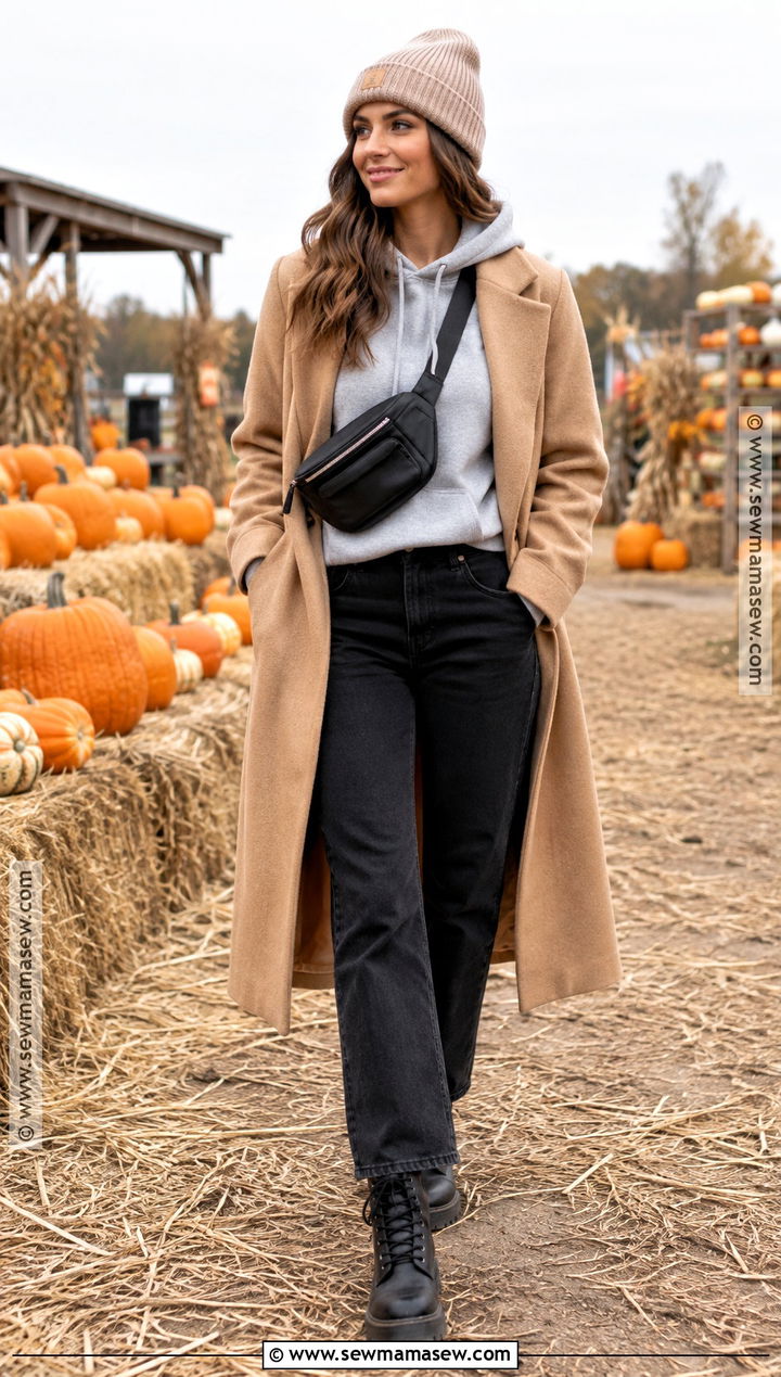 Hoodie And Wool Coat Pumpkin Patch Outfit - 20 Pumpkin Patch Outfit Women Fall Ideas