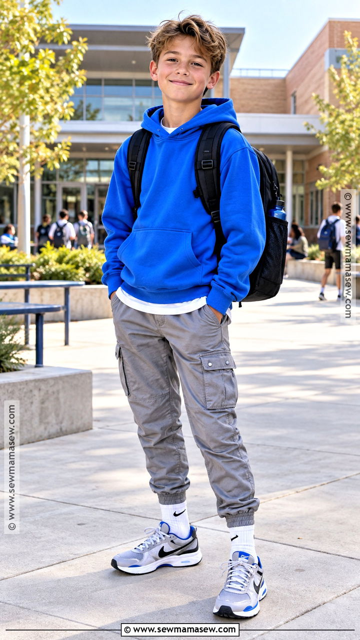 Hoodie With Cargo Joggers - 20 back to school outfits for 5th grade