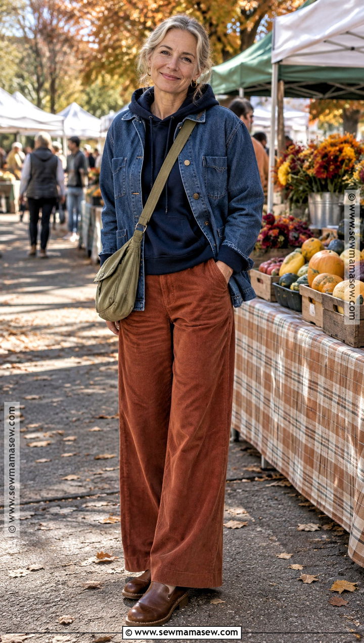 Hoodie With Corduroy Pants And Clogs - 20 fall hoodie outfit ideas