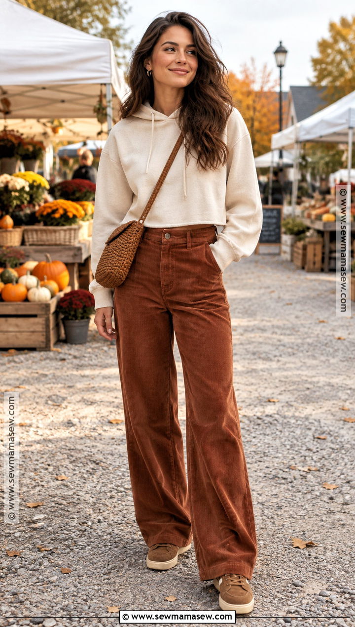 Hoodie With Corduroy Pants Outfit - 20 Autumn Hoodie Ideas