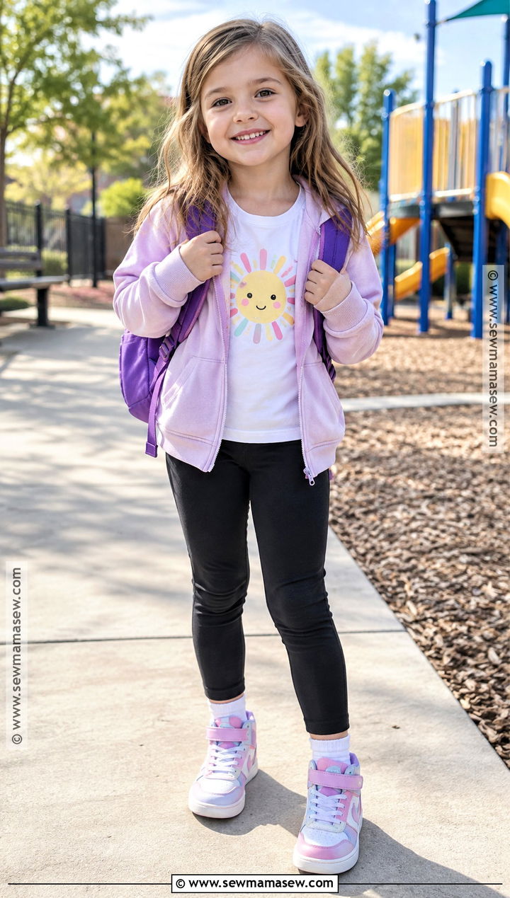 Hoodie With Leggings And High Top Sneakers - 20 Back To School Outfits Kindergarten for Girls