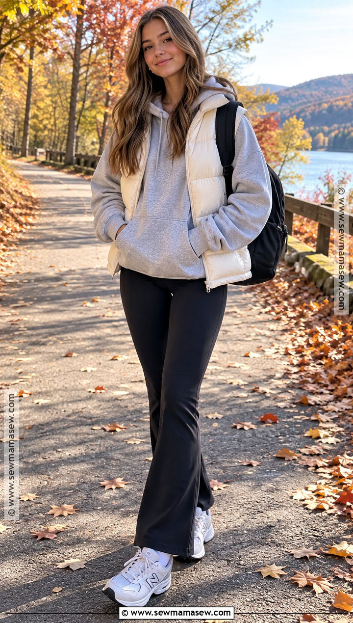 Hoodie With Leggings And Puffer Vest - 15 girls fall fashion ideas 2026