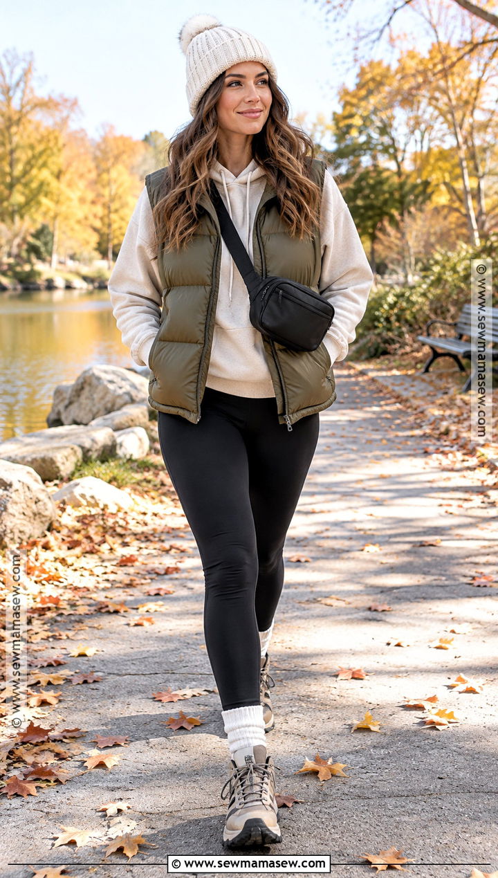 Hoodie With Puffer Vest Outfit - 20 Autumn Hoodie Ideas