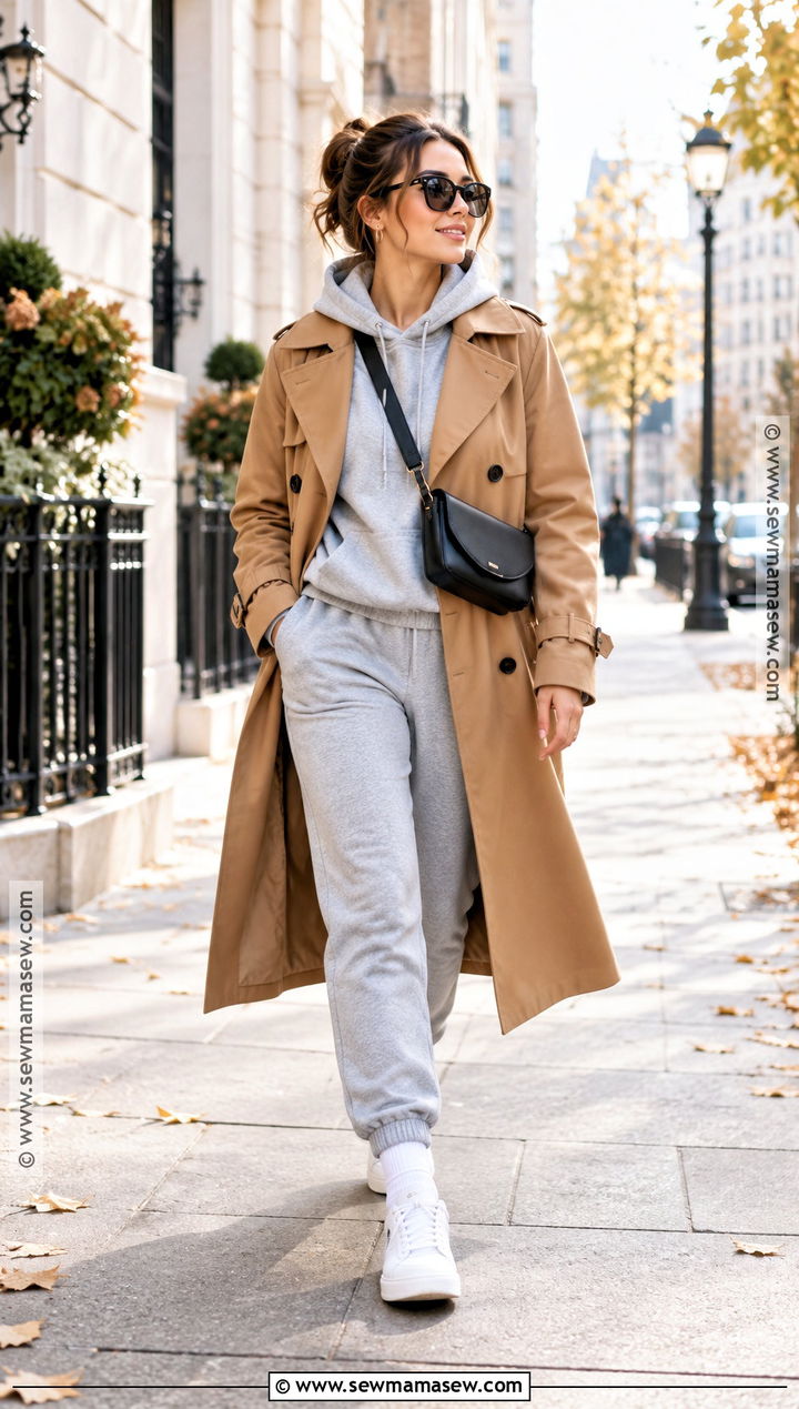 Hoodie With Trench Coat Fall Outfit - 15 comfort fall outfits
