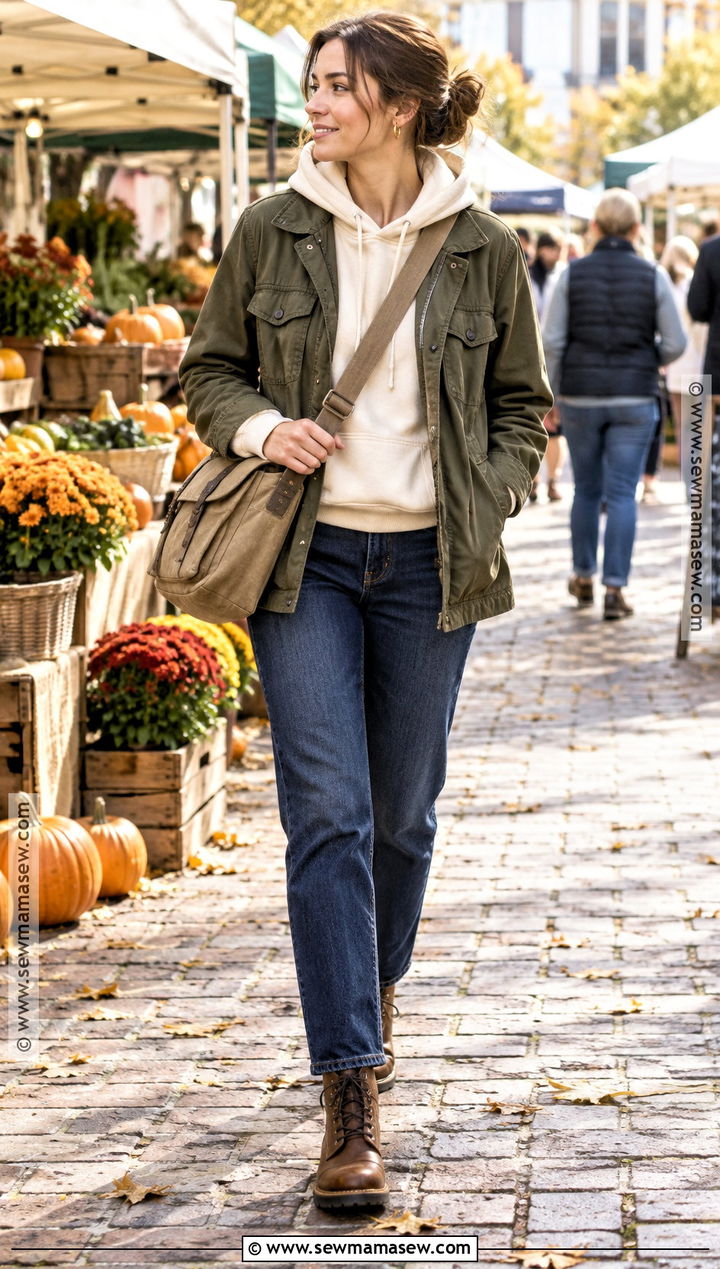 Hoodie With Utility Jacket Outfit - 20 Autumn Hoodie Ideas