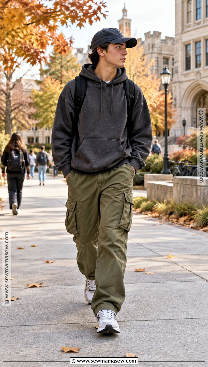 Hoodie and Cargo Pants School Outfit - 20 Fall Inspo Outfits For School