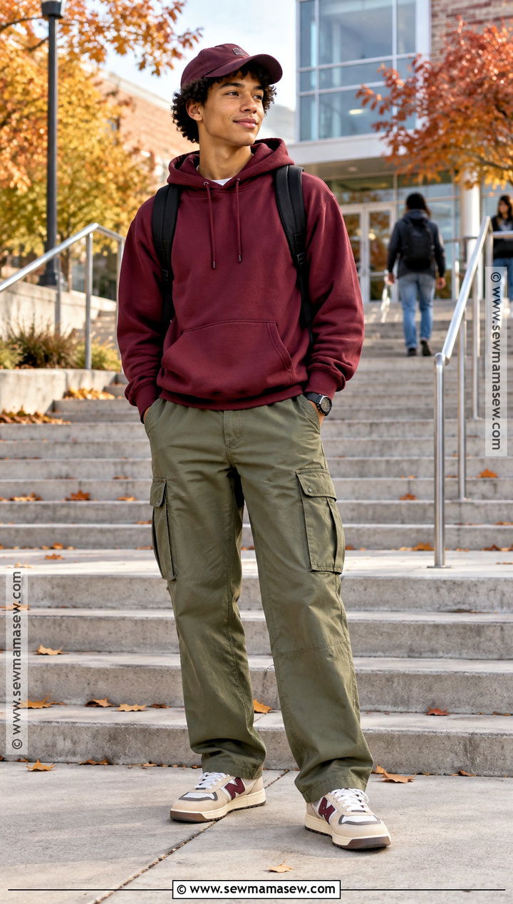 Hoodie and Cargo Pants School Outfit - 25 outfits for school autumn