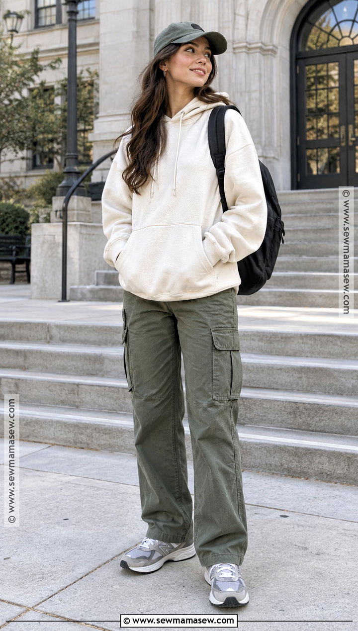 Hoodie and Cargo Pants University Outfit - 20 university outfit autumn ideas