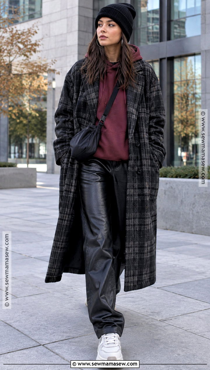 Hoodie and Faux Leather Pants Fall Grunge Outfit - 15 cute fall grunge outfits