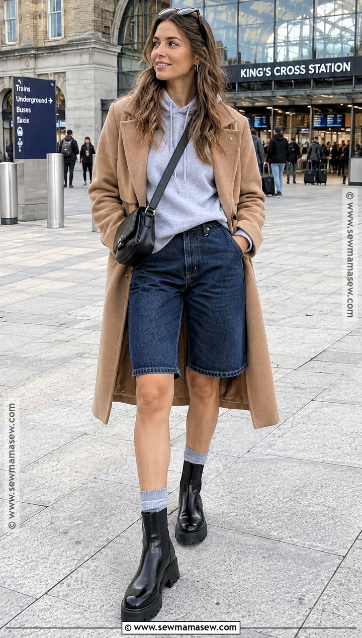 Hoodie and Jorts Outfit - 20 jorts autumn outfit ideas