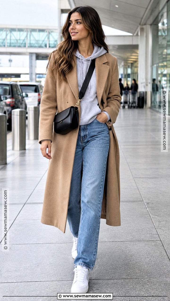 Hoodie and Long Coat Fall Outfit - 15 affordable fall fashion ideas